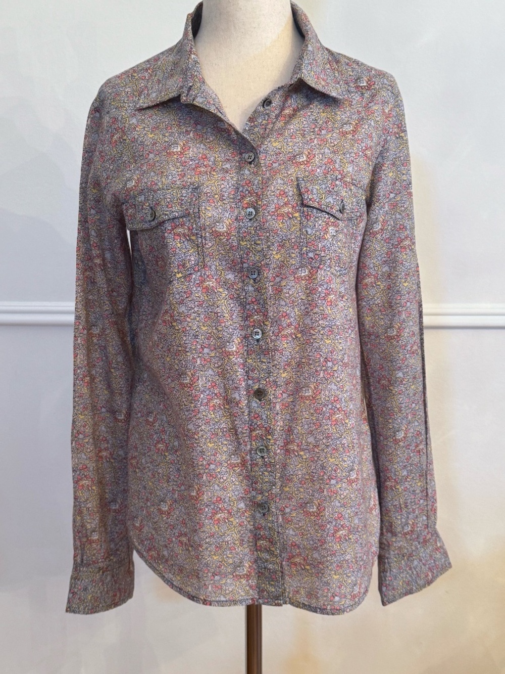 Comptoir des Cotonniers Mel Floral Print Cotton Button Down Shirt FR 38 US 6